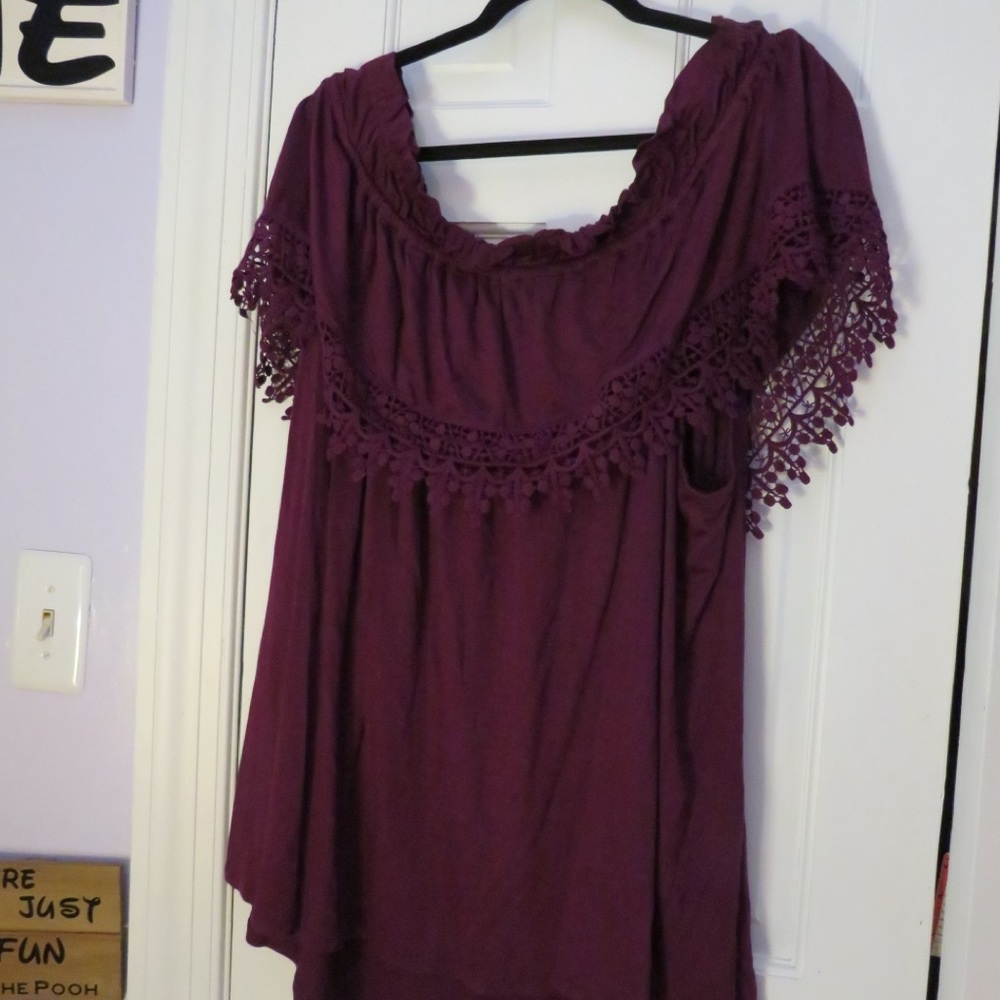 Lane Bryant Plum Lace Accent Blouse